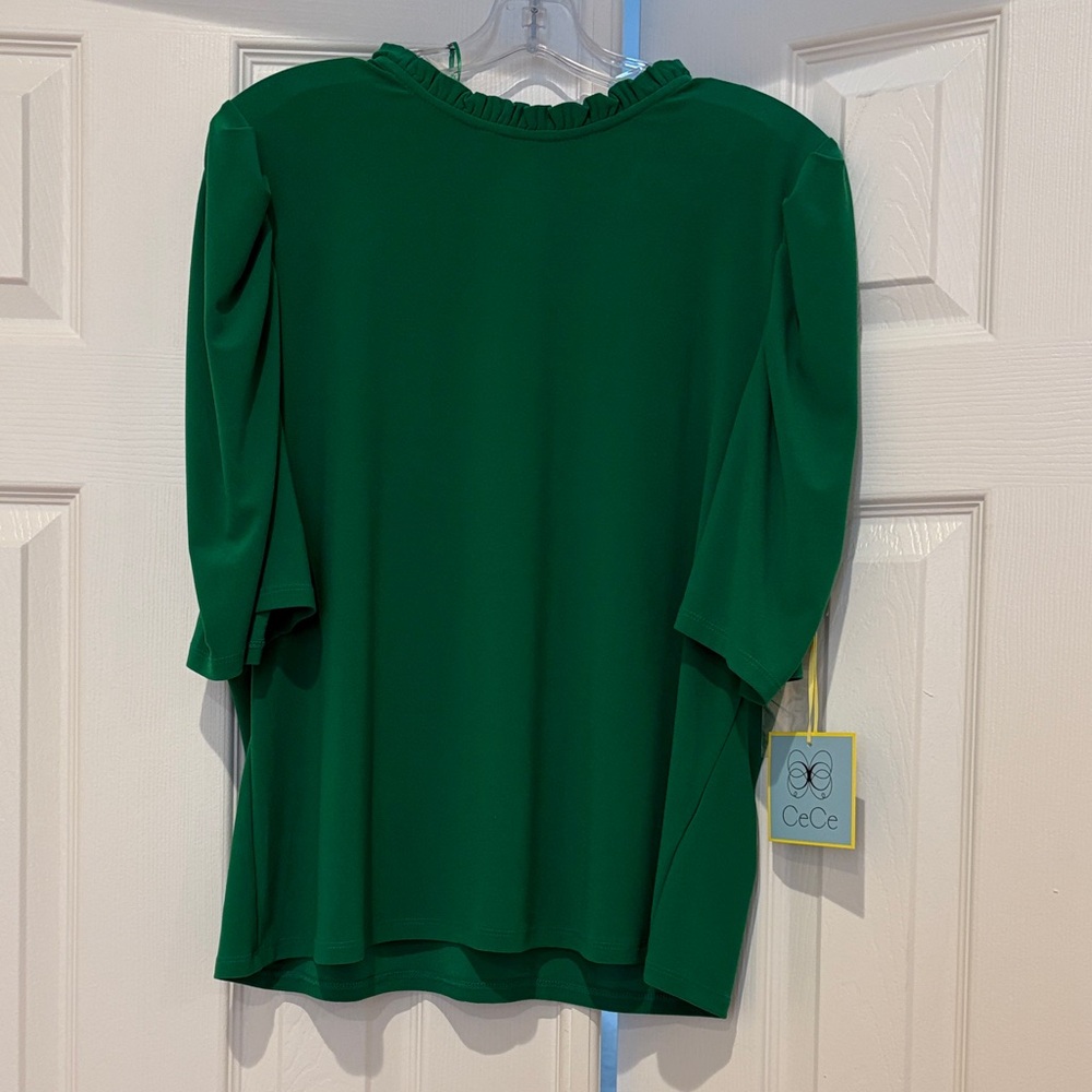 CeCe Women's Emerald Blouse fluffed sleeve